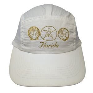 Florida 5 Panel Cap White One Size Stretchable Embroidered Distinctive Headwear